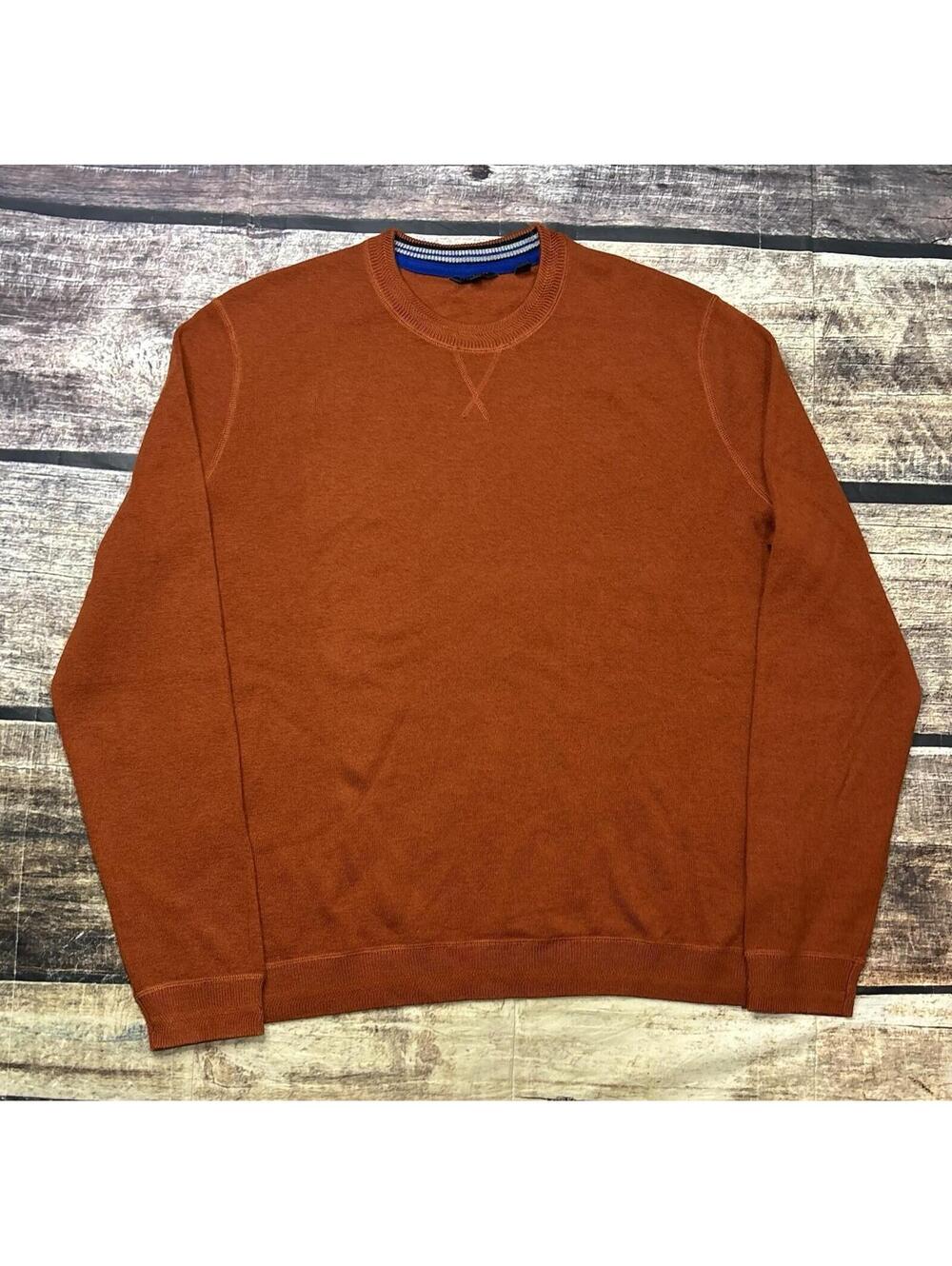 Ted Baker Sweater Mens Large Wool Blend Crew Neck Orange Pullover